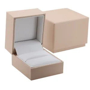 🆕📦 Matt Beige Box with Ring Slot & Outer Box. Inner Leatherette (Beige Outer, White Inner)
