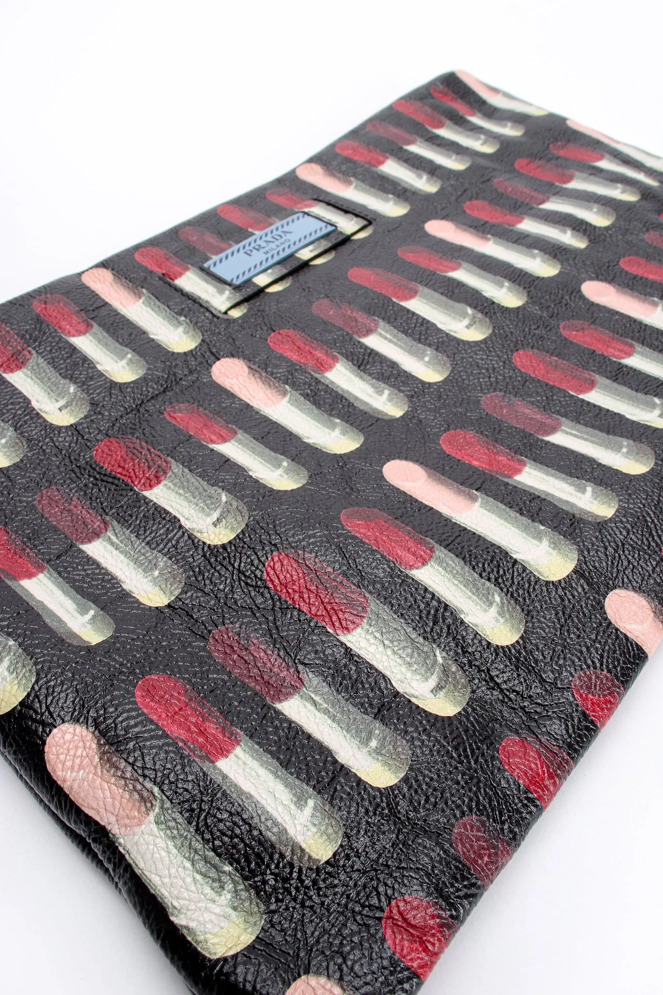 2018 A/W Lipstick Print Leather Clutch