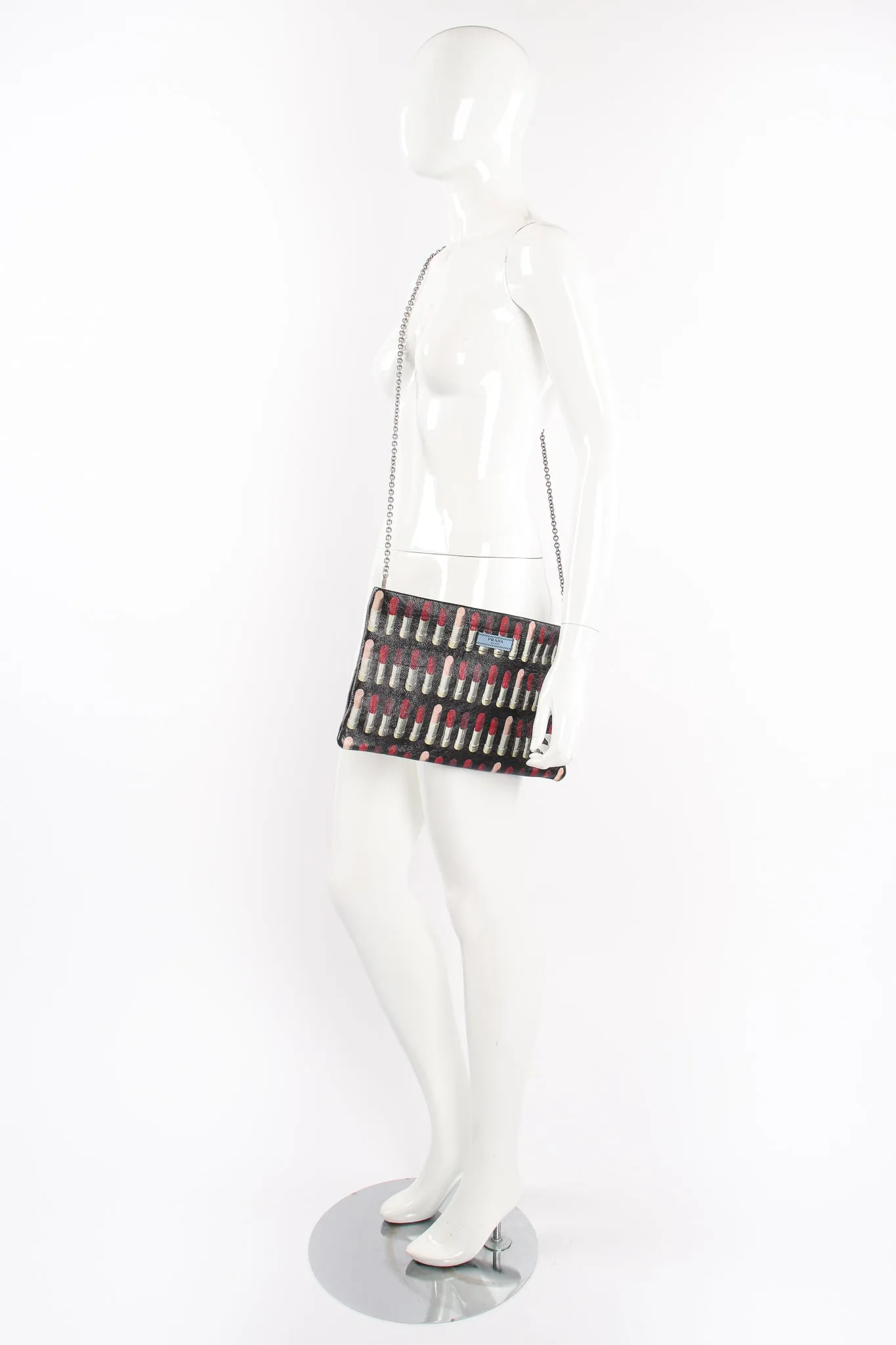2018 A/W Lipstick Print Leather Clutch