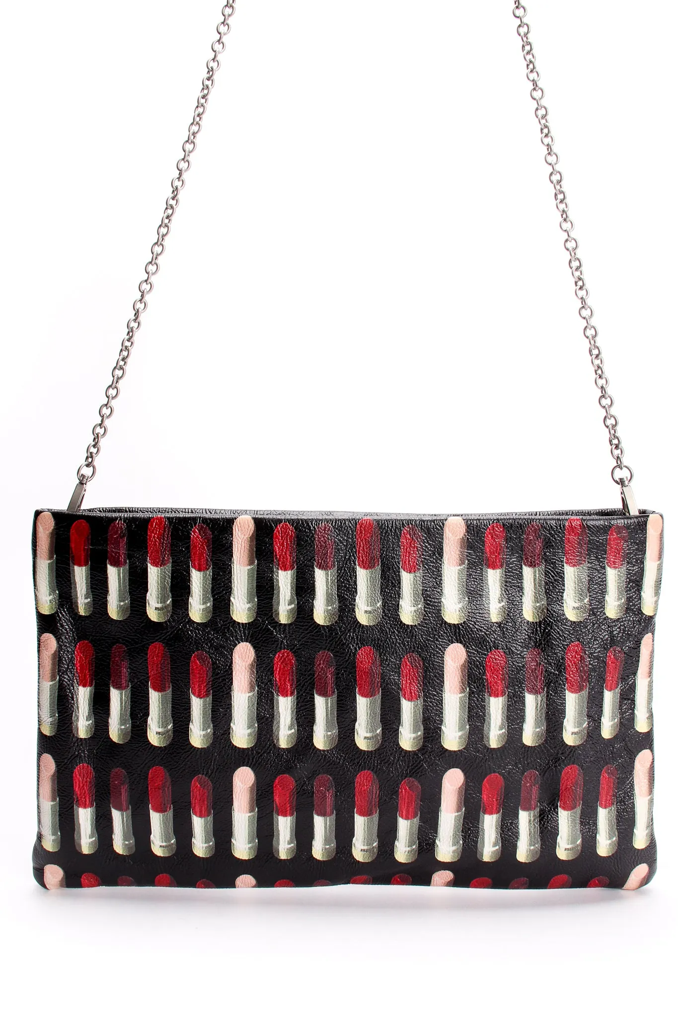 2018 A/W Lipstick Print Leather Clutch