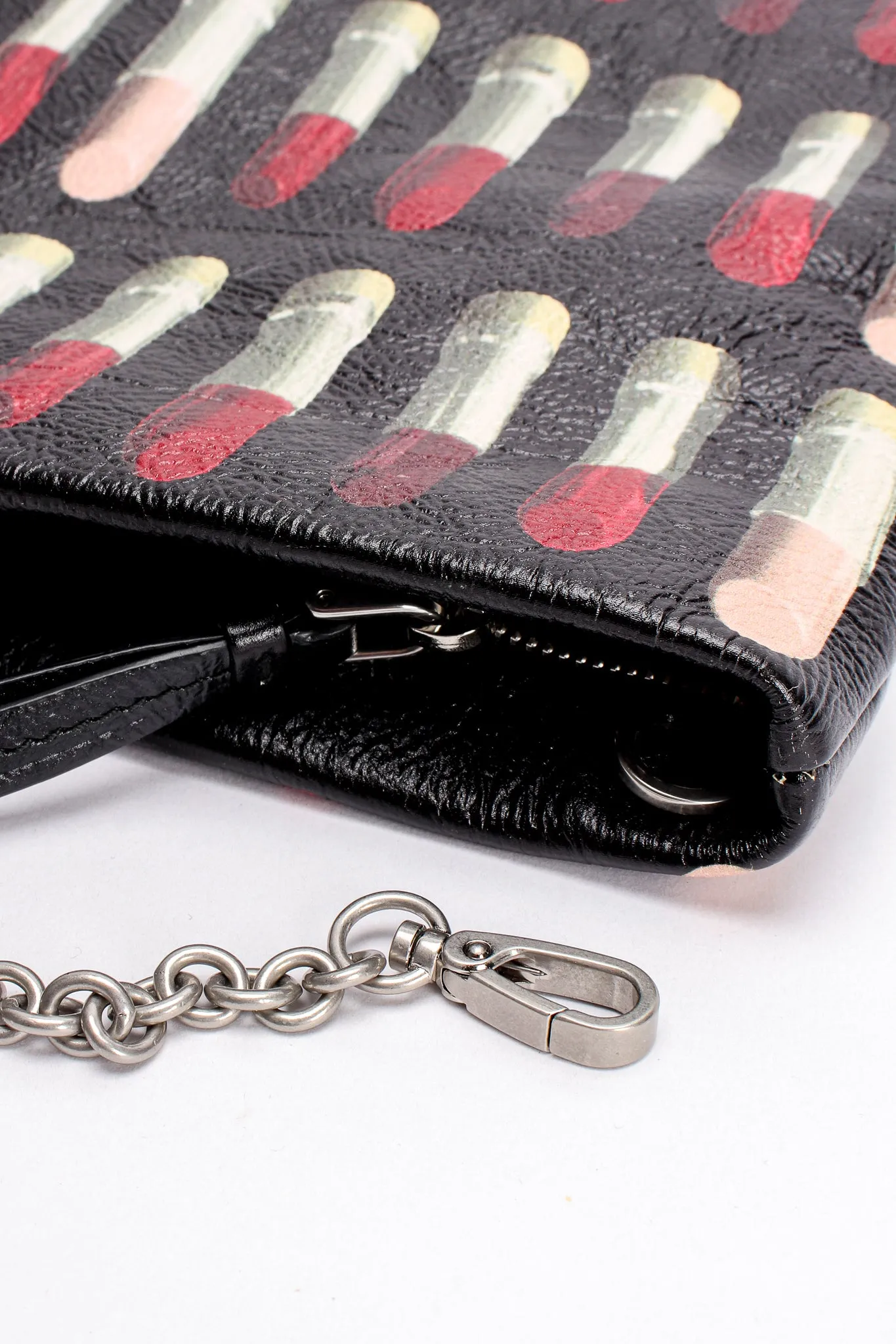 2018 A/W Lipstick Print Leather Clutch