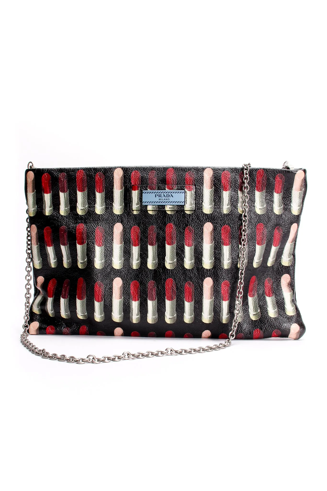 2018 A/W Lipstick Print Leather Clutch