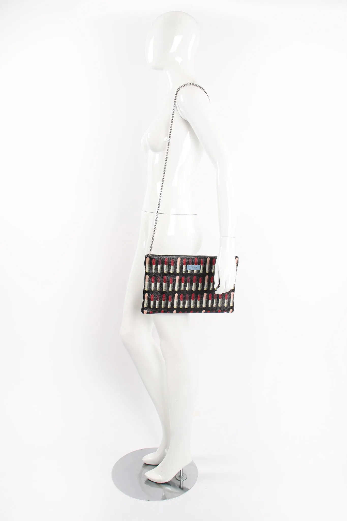 2018 A/W Lipstick Print Leather Clutch