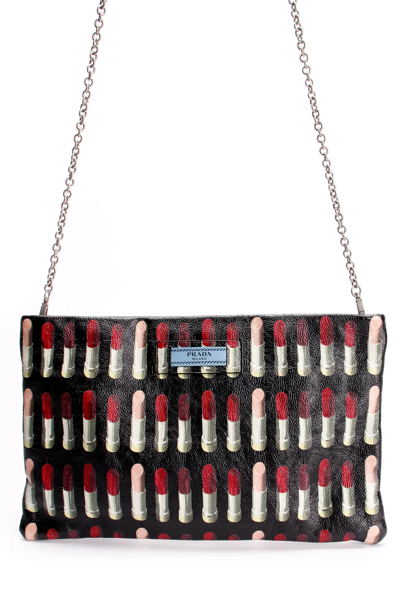 2018 A/W Lipstick Print Leather Clutch