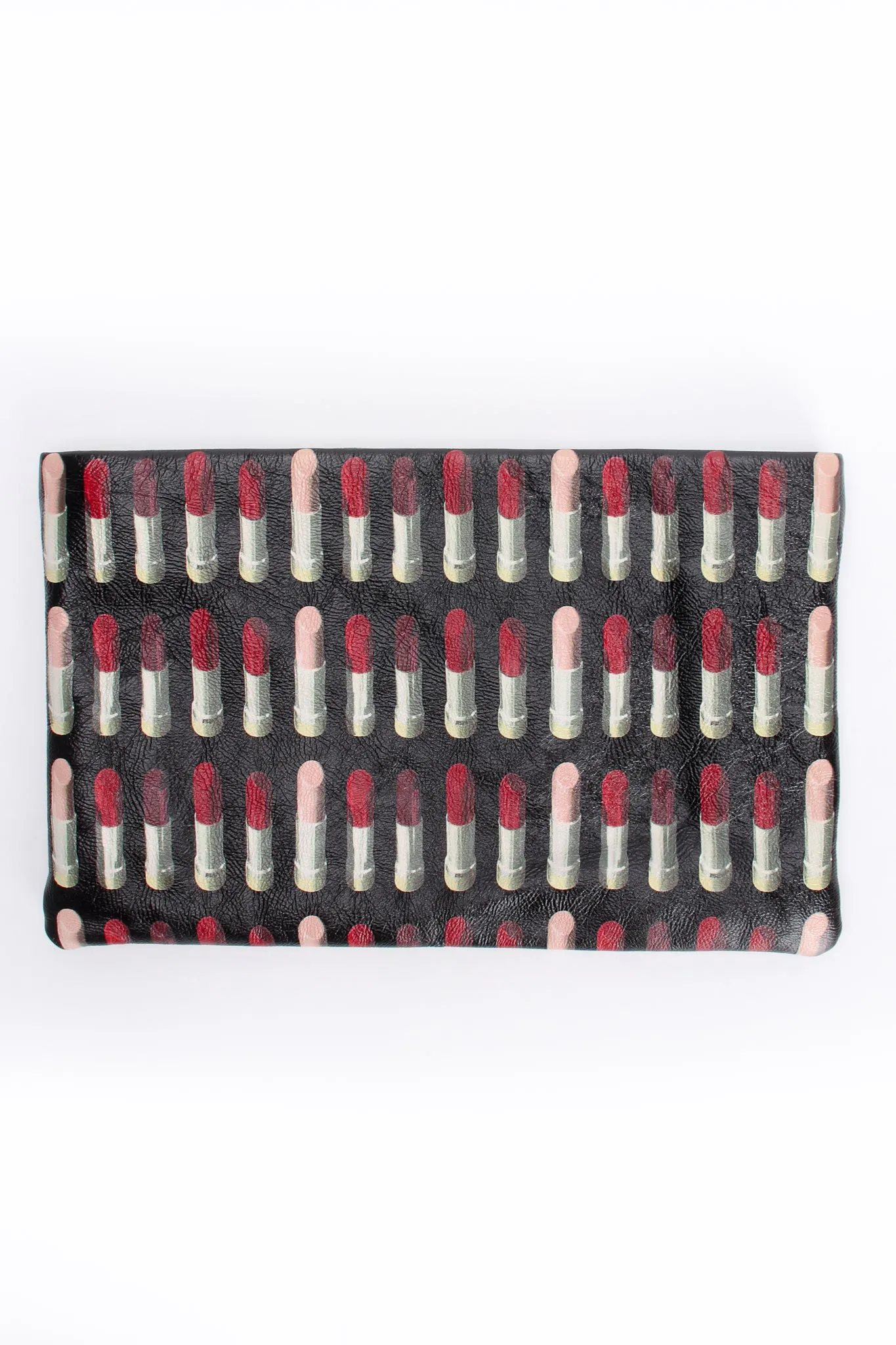 2018 A/W Lipstick Print Leather Clutch