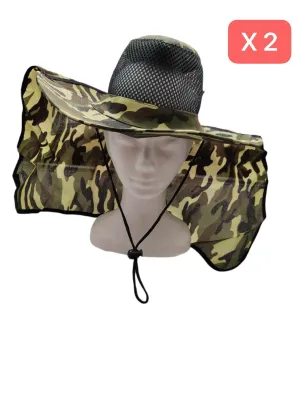 2pcs Full-brim ventilated hat with neck protector
