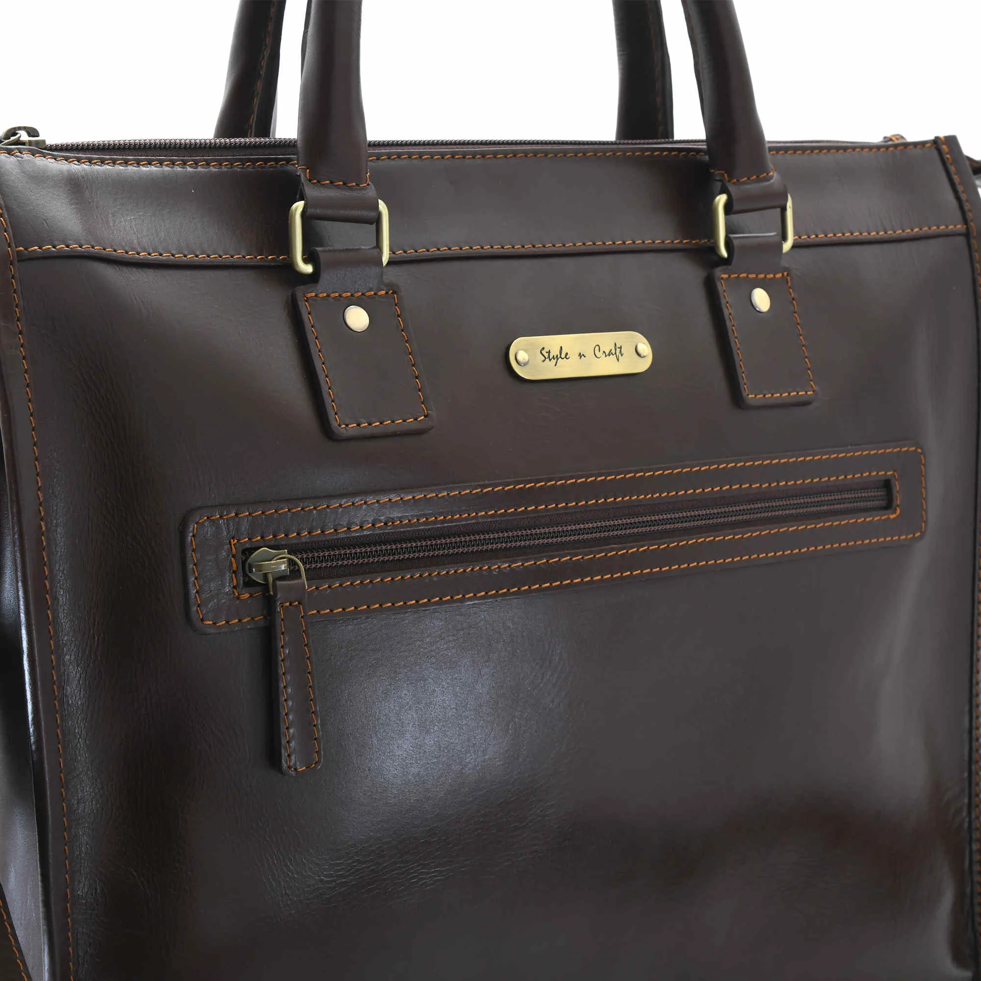 392008 Portfolio Briefcase Bag in Full Grain Dark Brown Leather | Style n Craft
