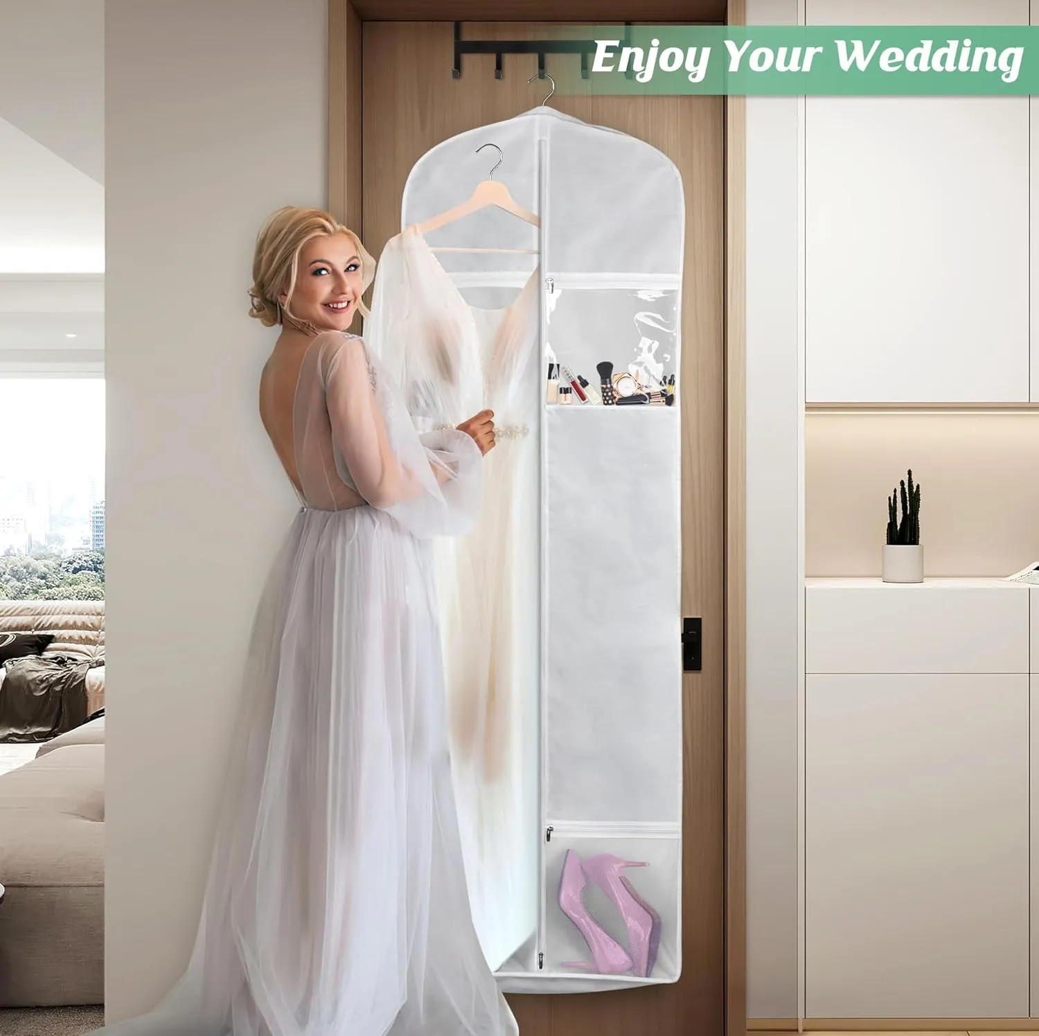 70" Wedding Dress Garment Bag with Bride Tote Bag