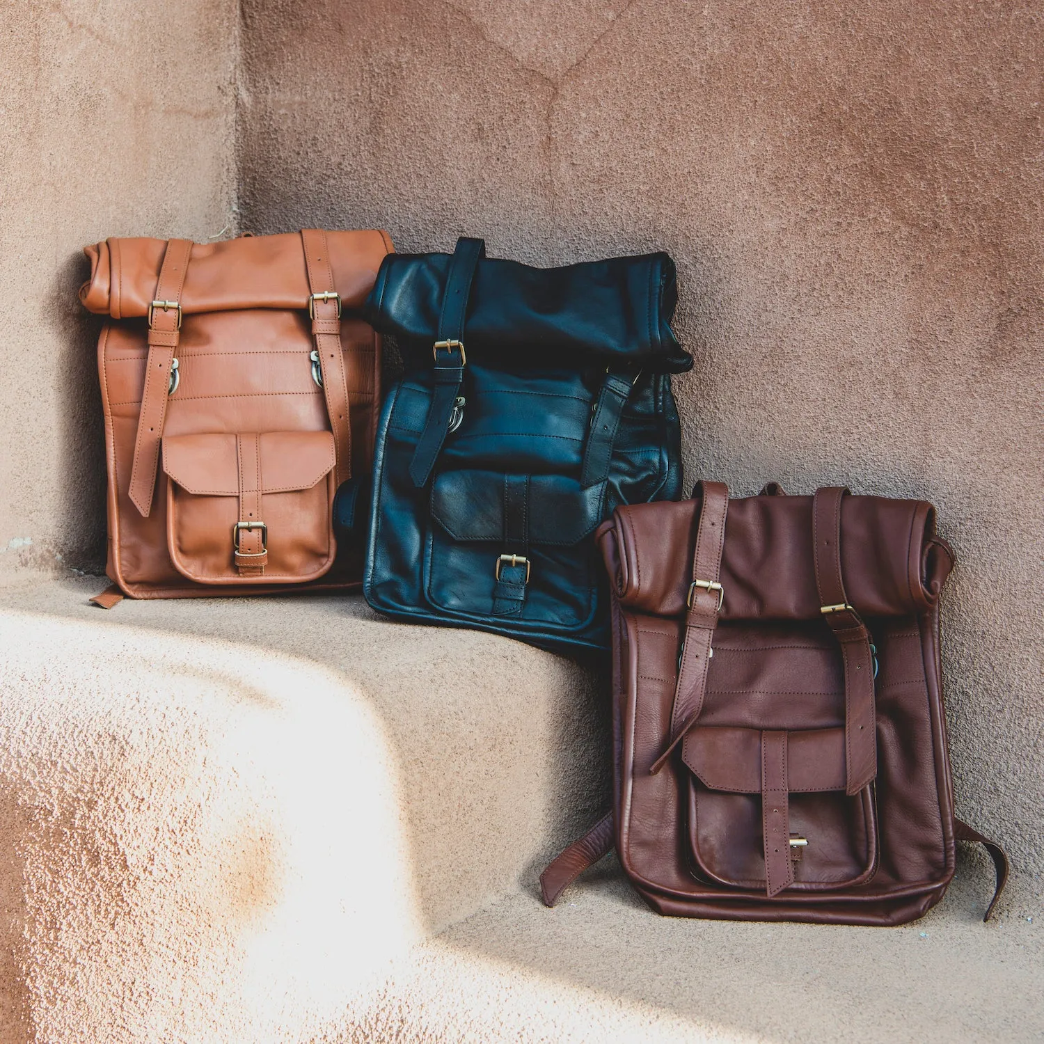 Adventurer Leather Rolltop Backpack