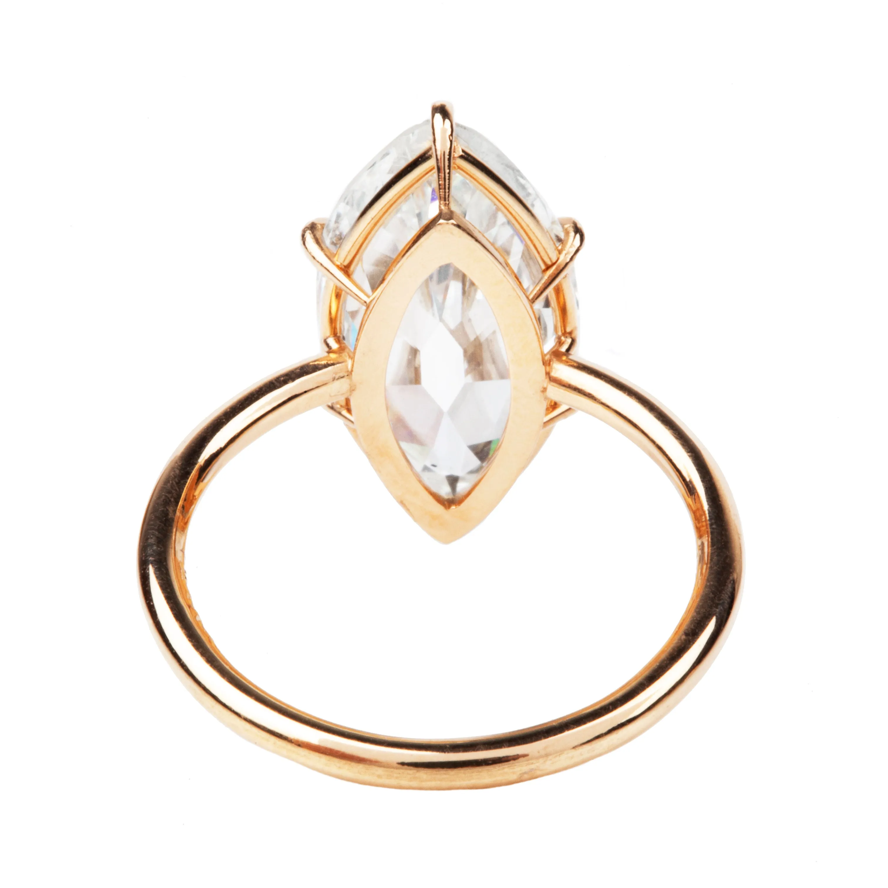 Bell and Bird Handmade Antique Marquise Cut Diamond Ring in Travel Mount Setting