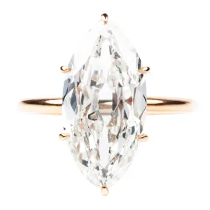 Bell and Bird Handmade Antique Marquise Cut Diamond Ring in Travel Mount Setting