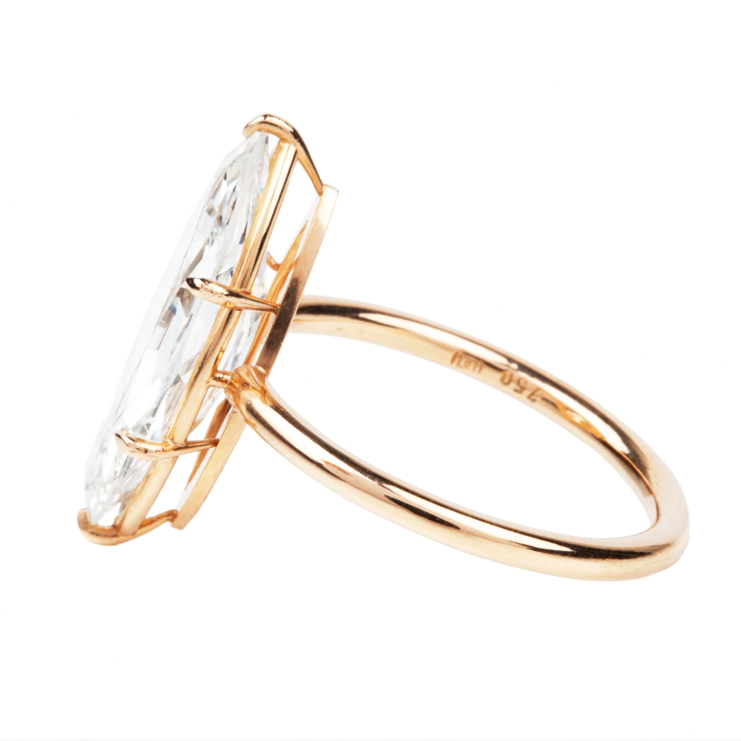 Bell and Bird Handmade Antique Marquise Cut Diamond Ring in Travel Mount Setting