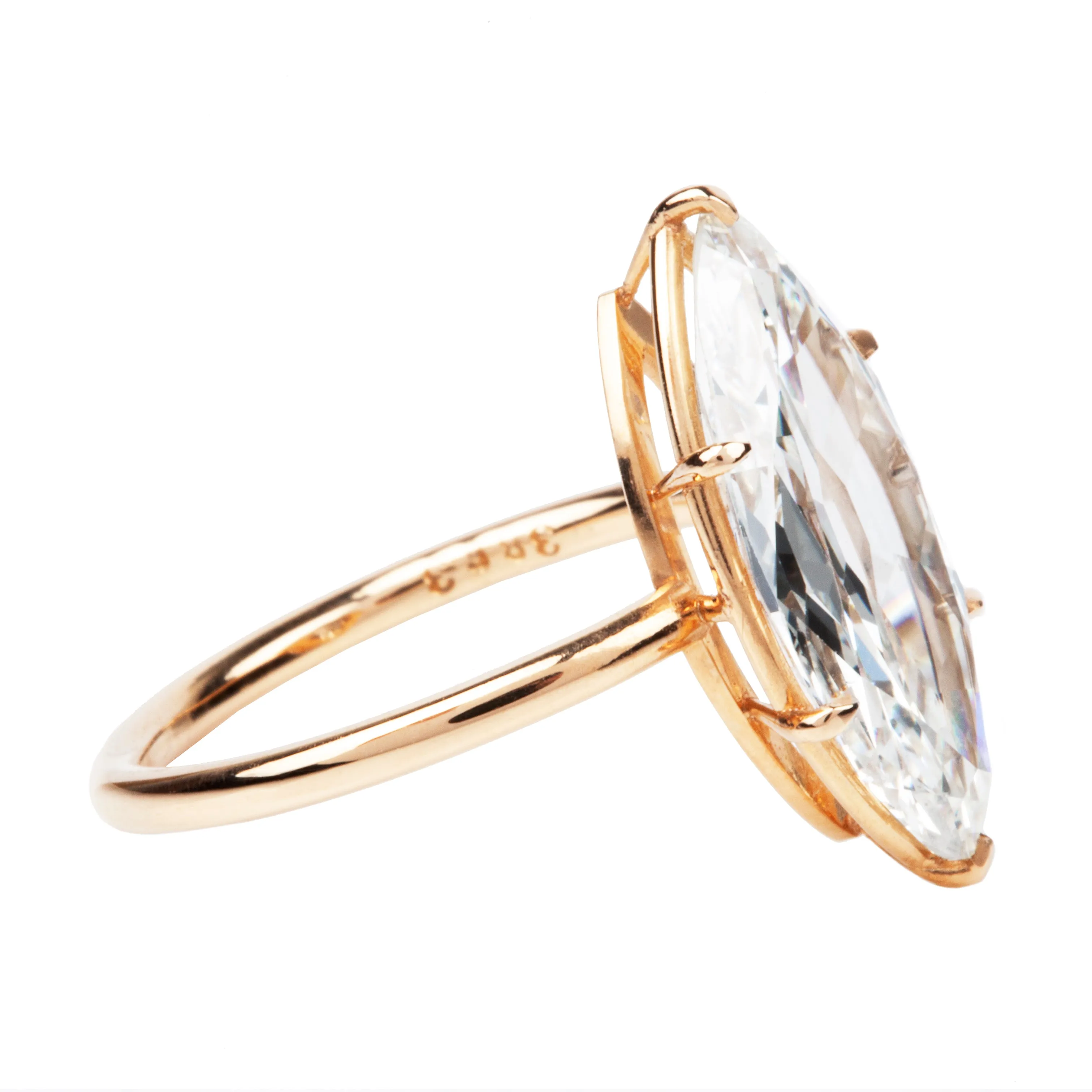 Bell and Bird Handmade Antique Marquise Cut Diamond Ring in Travel Mount Setting
