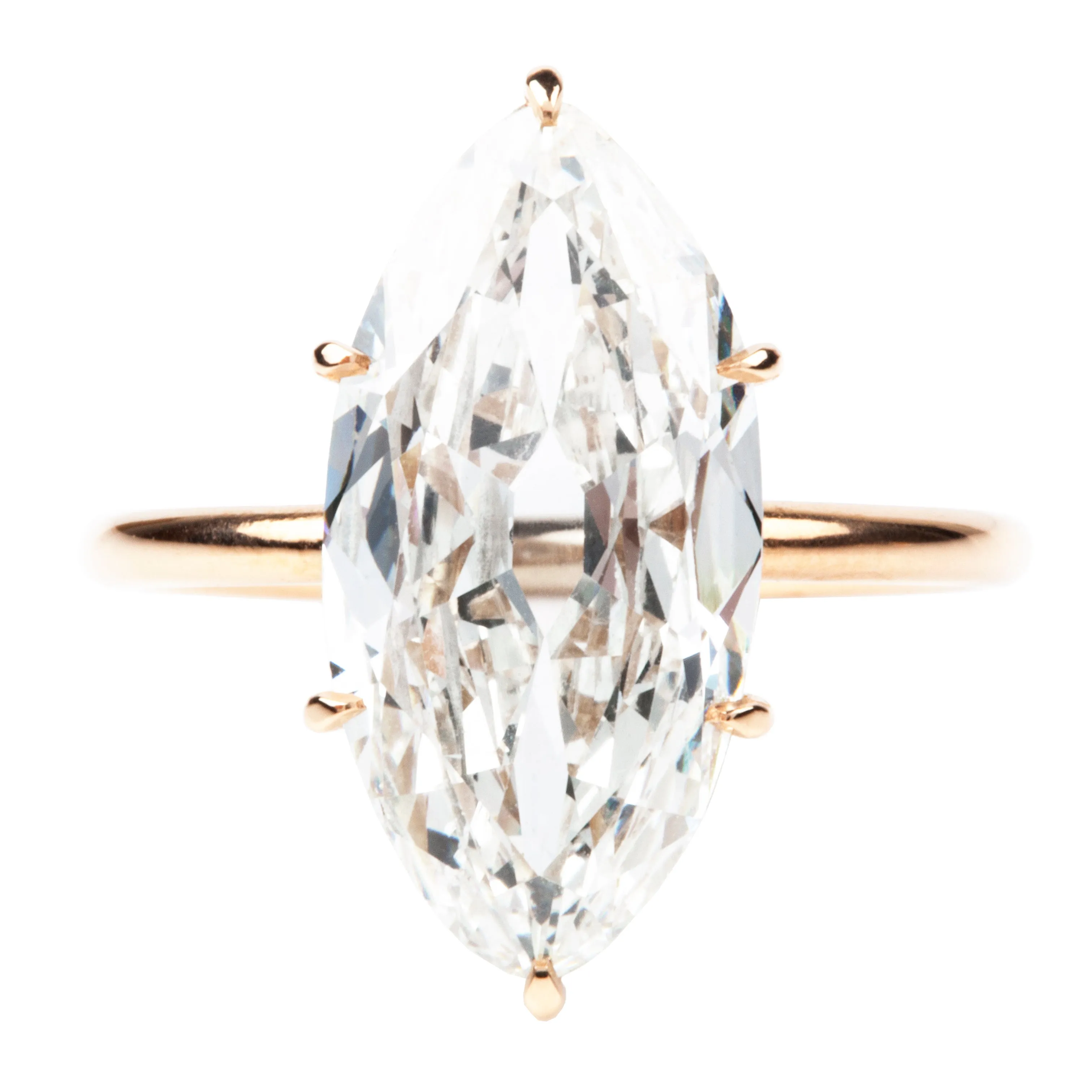 Bell and Bird Handmade Antique Marquise Cut Diamond Ring in Travel Mount Setting