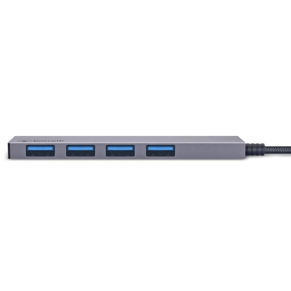 Bonelk Long-Life USB-C to 4 Port USB 3.0 Slim Hub (Space Grey)