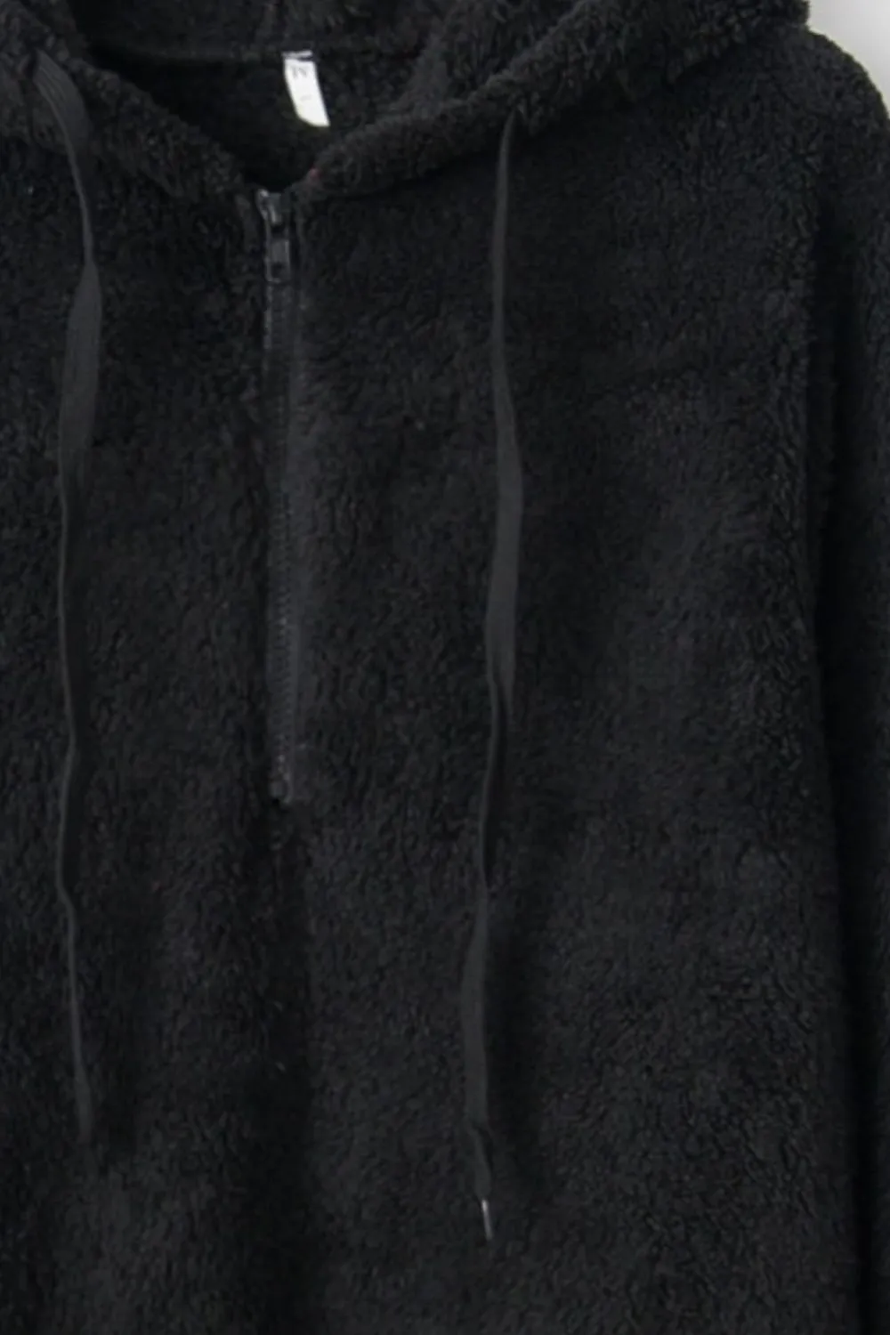Cameron Quarter-Zip Drawstring Teddy Hoodie