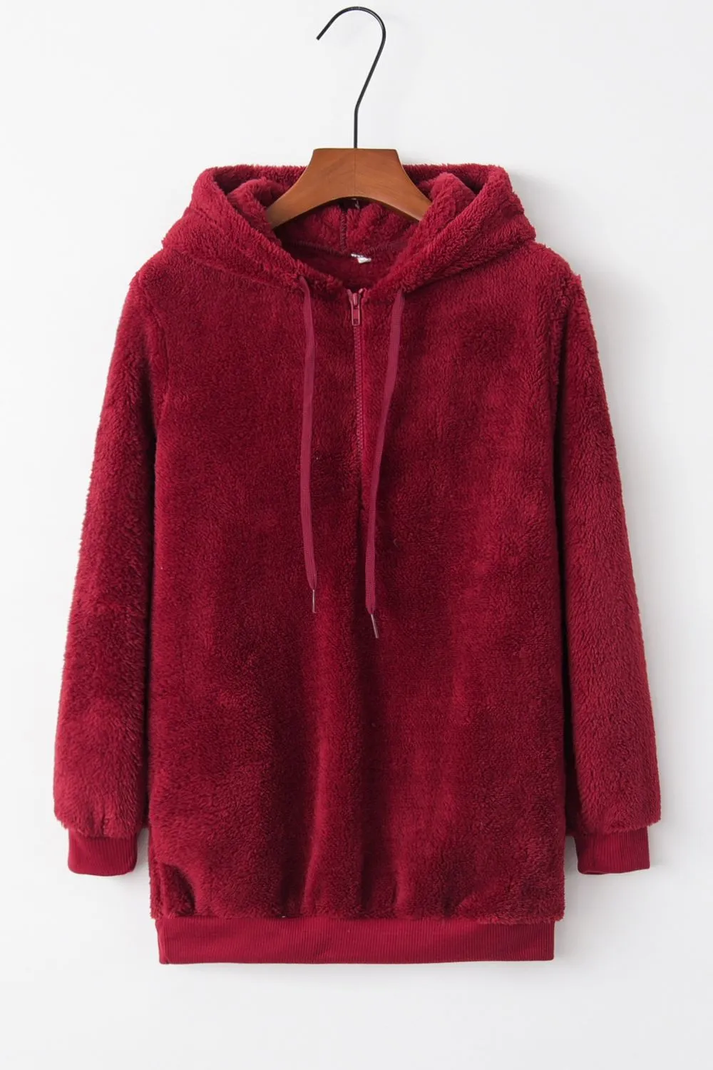 Cameron Quarter-Zip Drawstring Teddy Hoodie