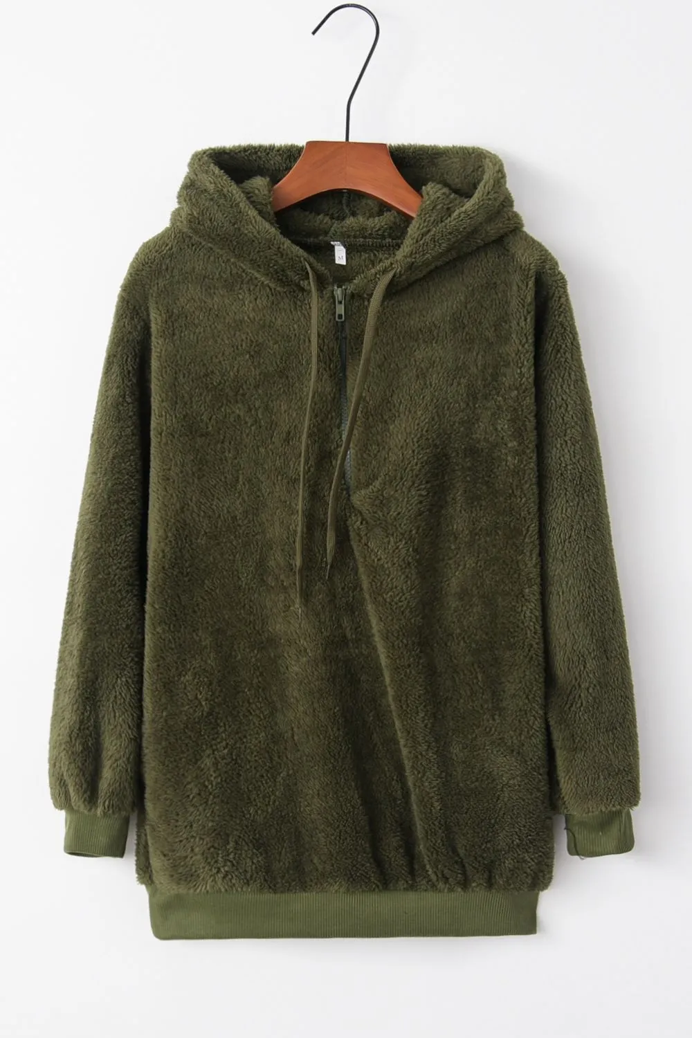 Cameron Quarter-Zip Drawstring Teddy Hoodie