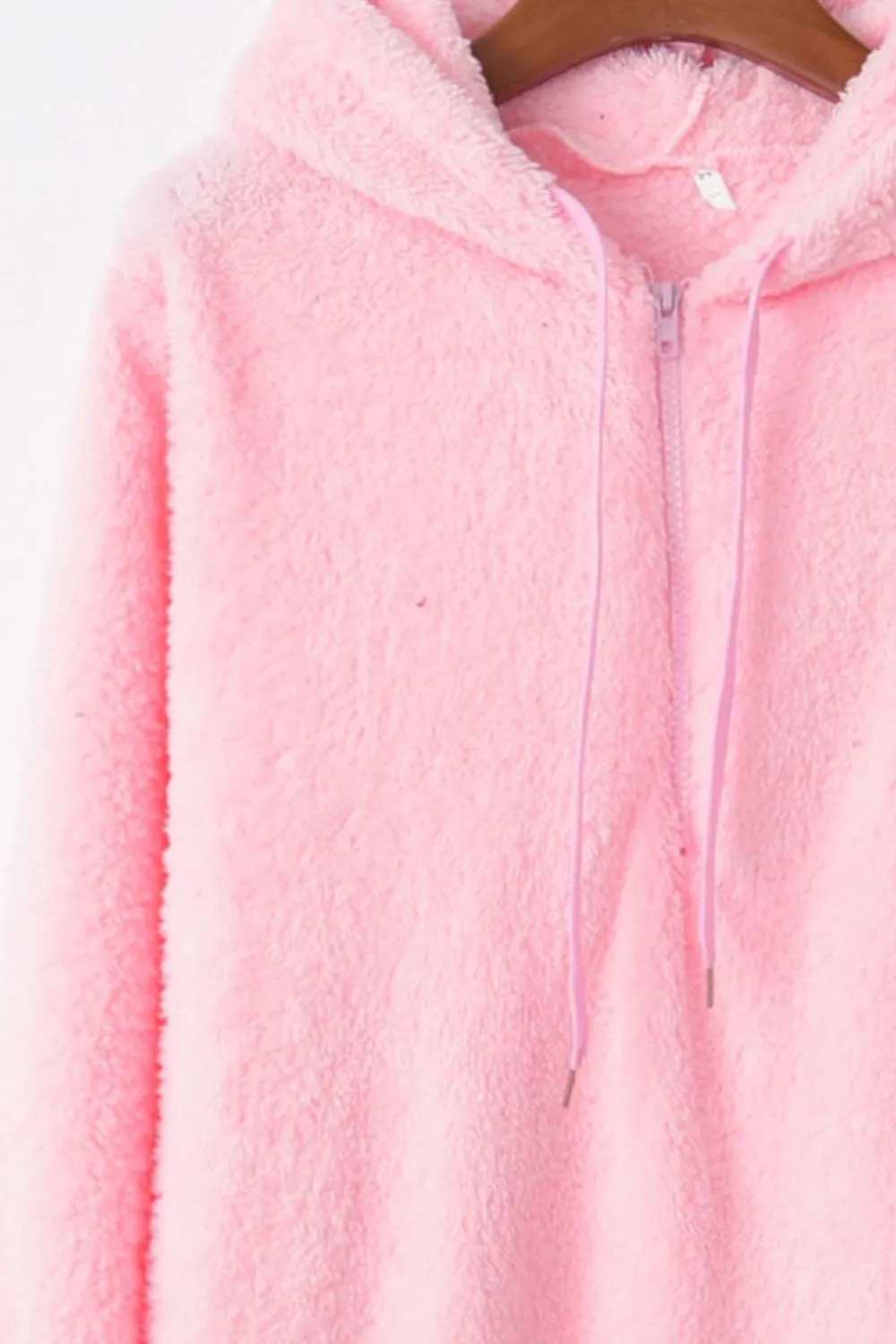 Cameron Quarter-Zip Drawstring Teddy Hoodie