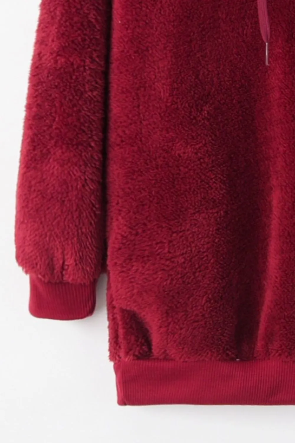 Cameron Quarter-Zip Drawstring Teddy Hoodie