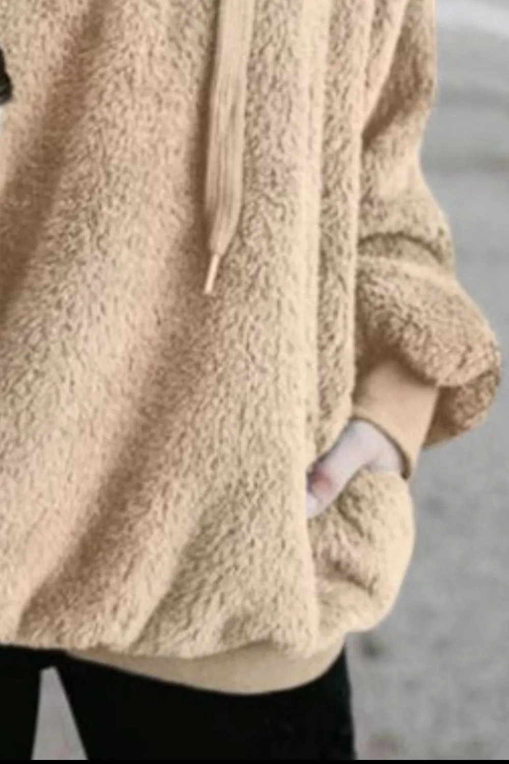 Cameron Quarter-Zip Drawstring Teddy Hoodie