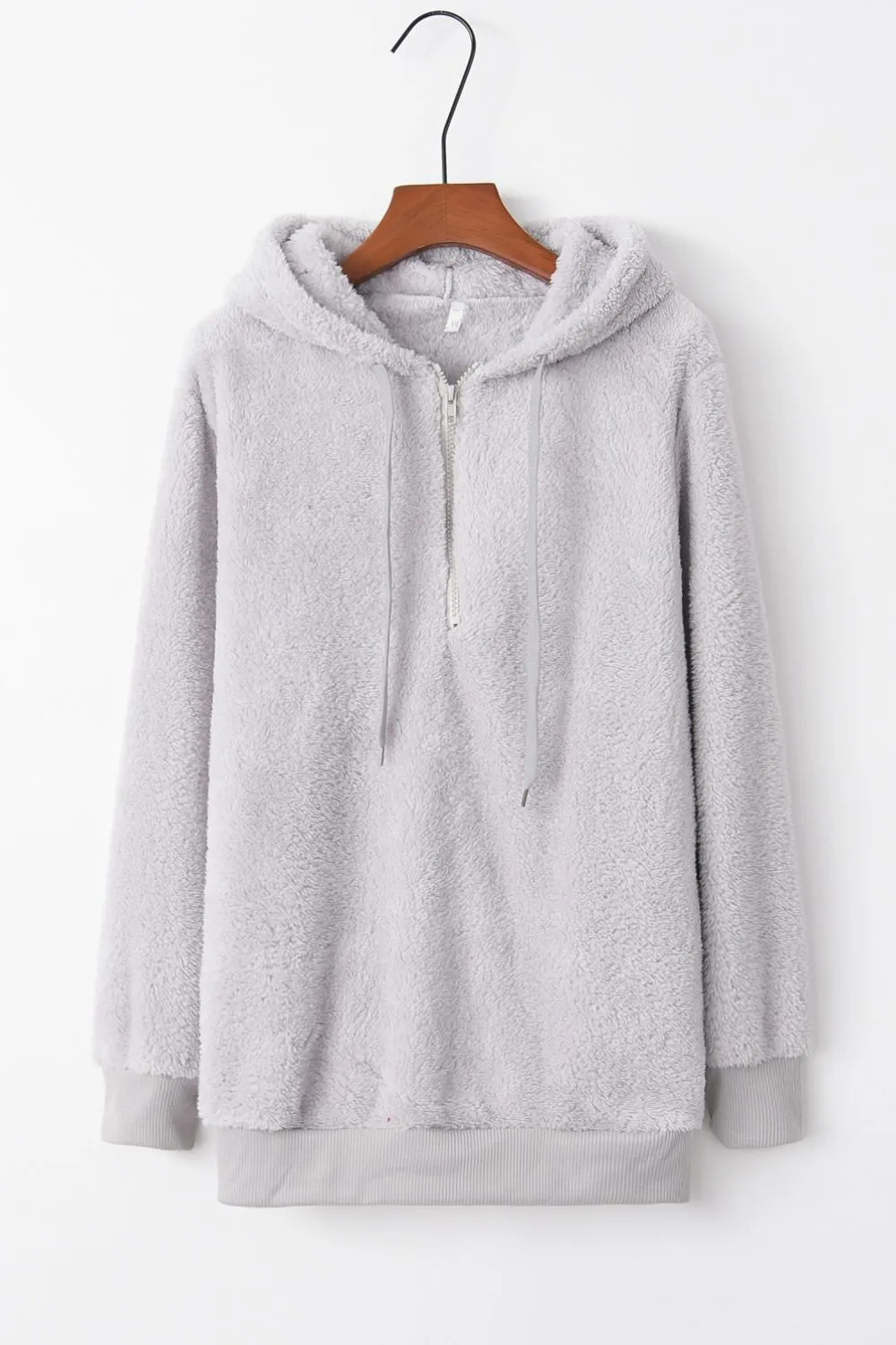 Cameron Quarter-Zip Drawstring Teddy Hoodie