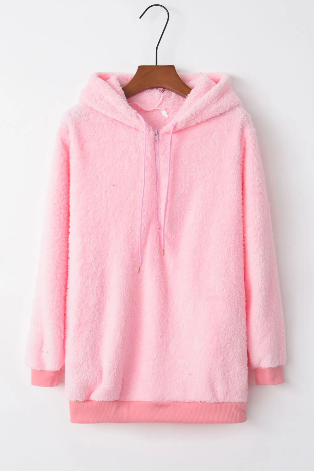 Cameron Quarter-Zip Drawstring Teddy Hoodie