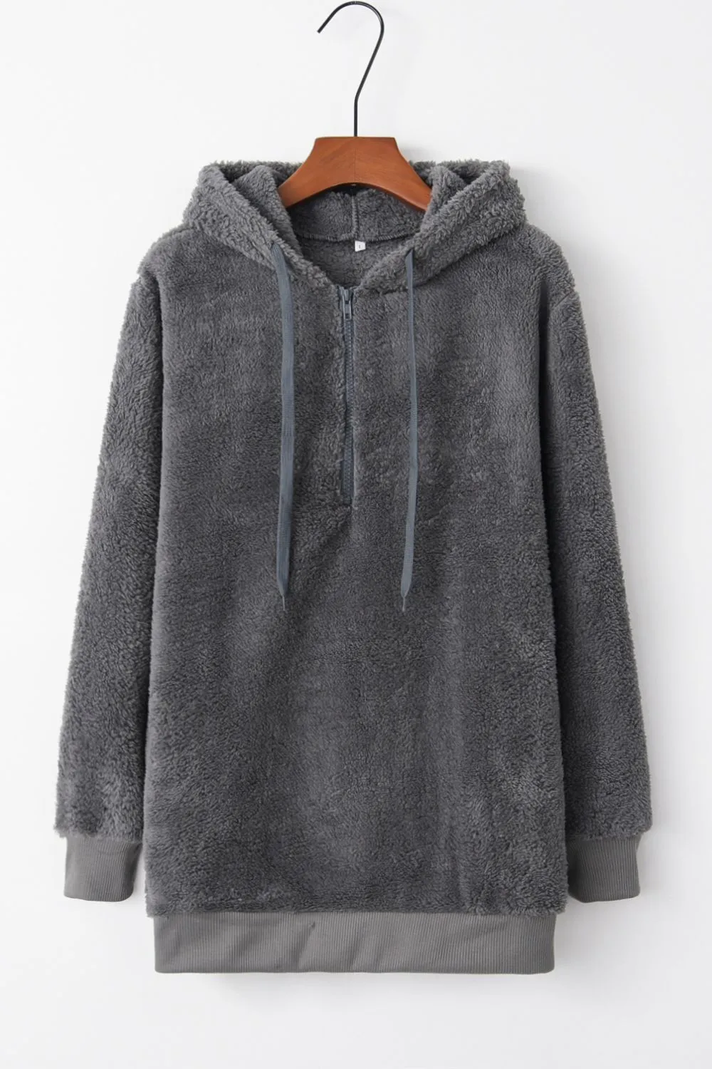 Cameron Quarter-Zip Drawstring Teddy Hoodie