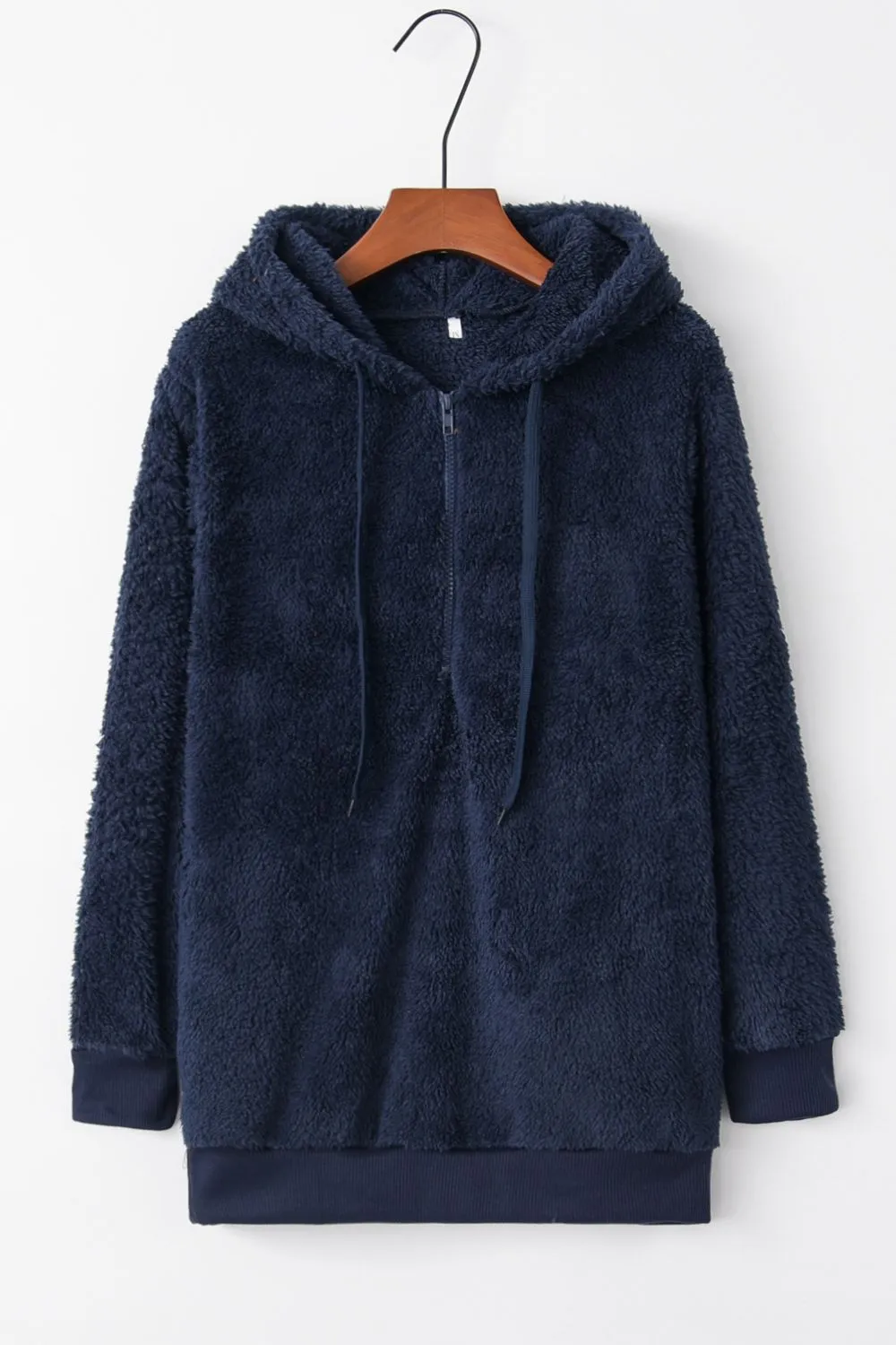 Cameron Quarter-Zip Drawstring Teddy Hoodie