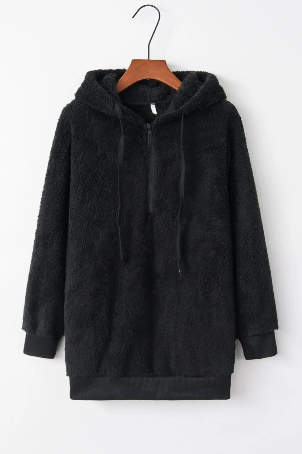 Cameron Quarter-Zip Drawstring Teddy Hoodie