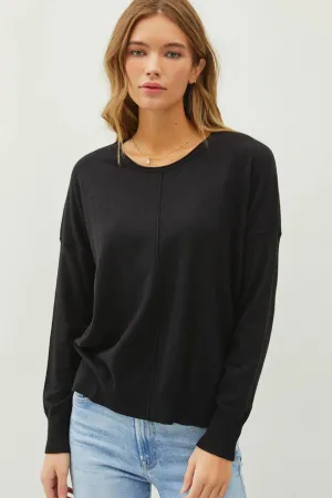CENTER FRONT SEAM LONG SLEEVE SWEATER