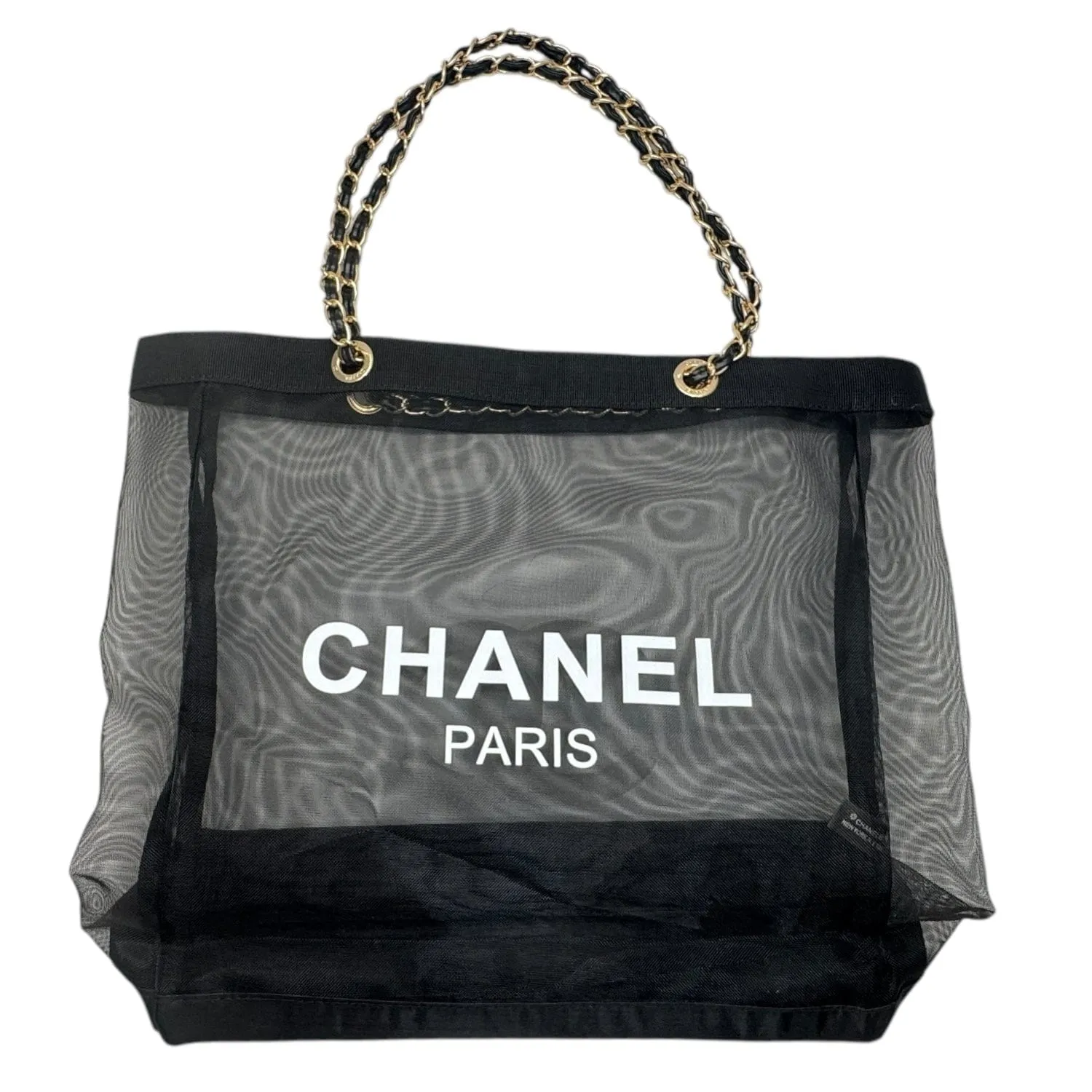 CHANEL Mesh Beach/Travel Tote & Cosmetic Bag - Black NEW w/Out Tags