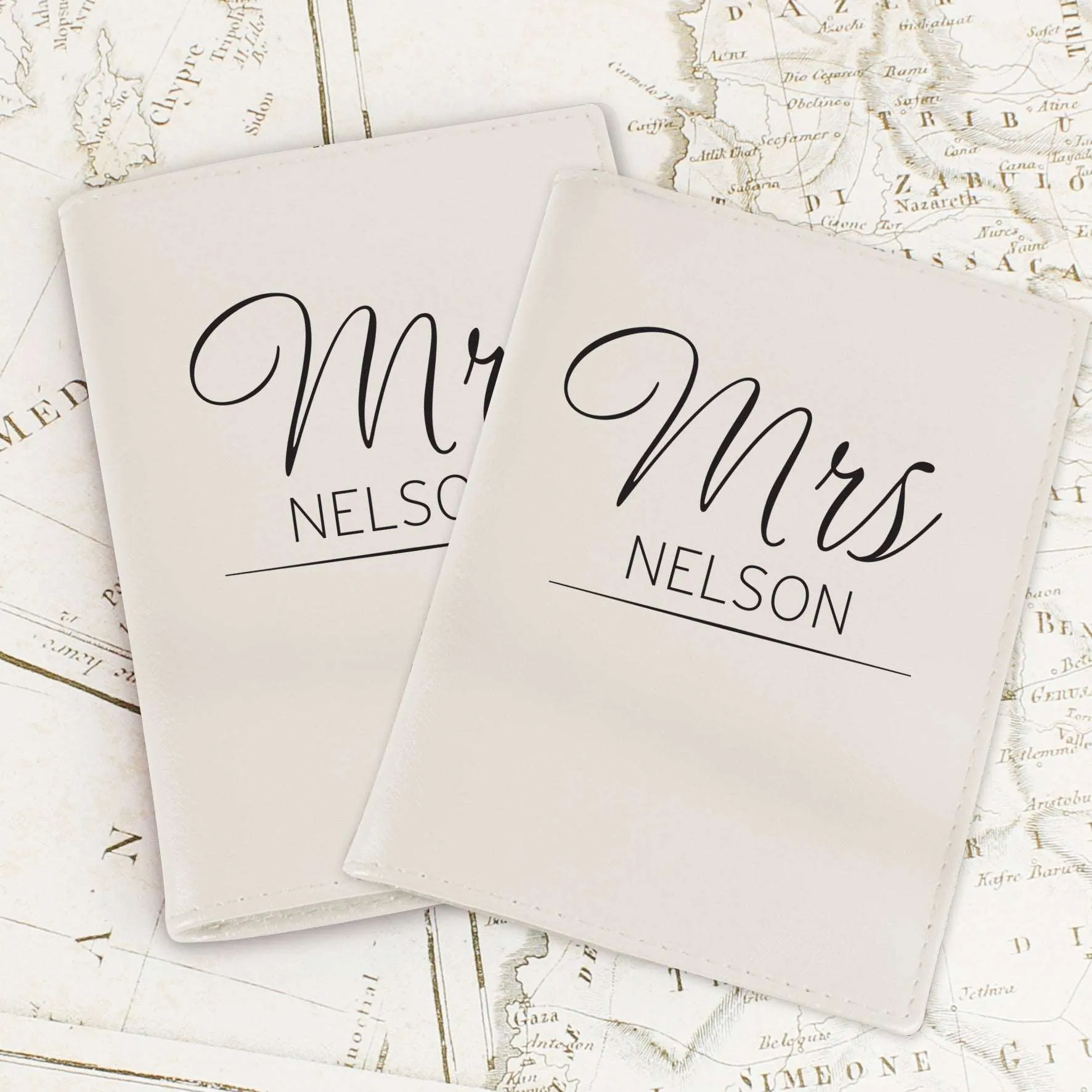 Classic Mr & Mrs Cream Passport Holders