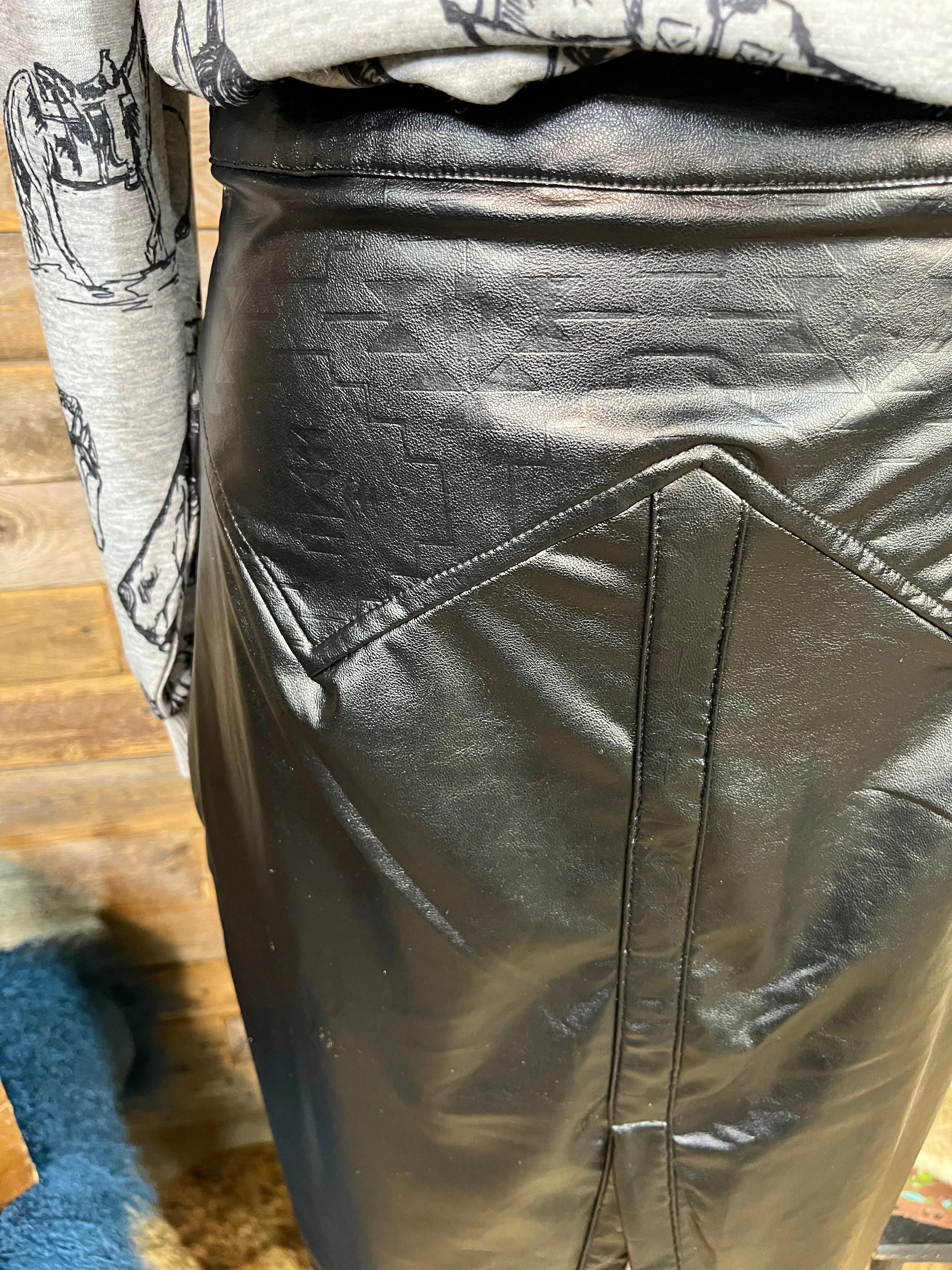 Corporate Cowboy Leather Skirt - Black