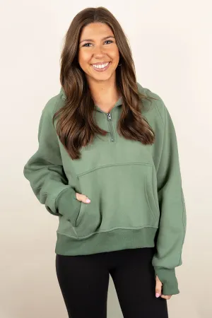 Cozy Up To You Sage Thumbhole Hoodie