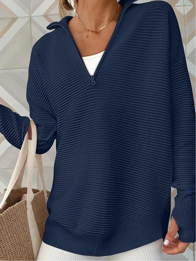 Cyndi Half Zip Long Sleeve Knit Top