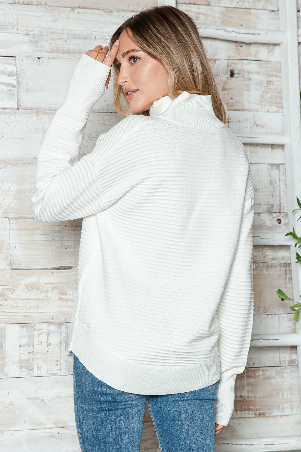 Cyndi Half Zip Long Sleeve Knit Top