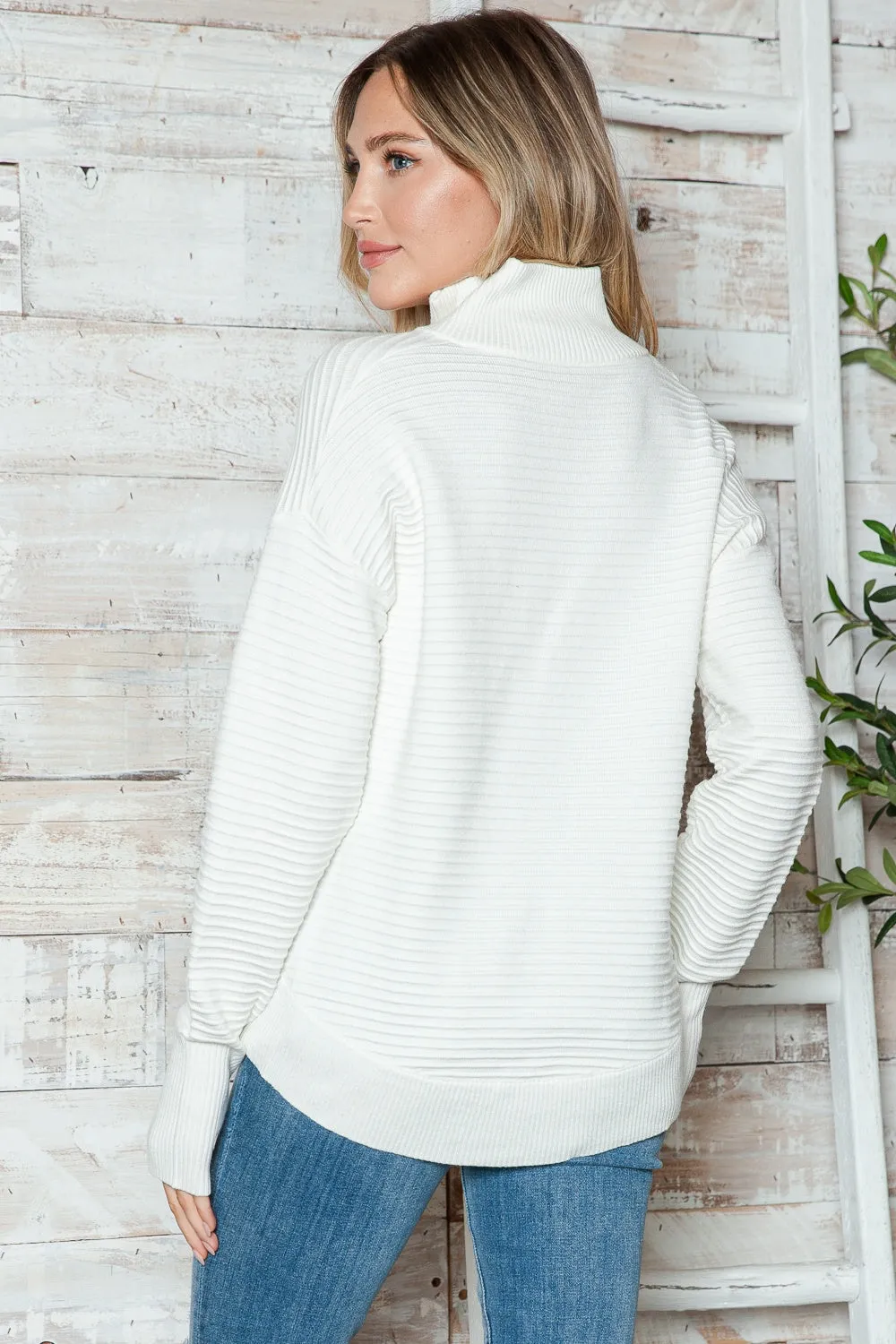Cyndi Half Zip Long Sleeve Knit Top