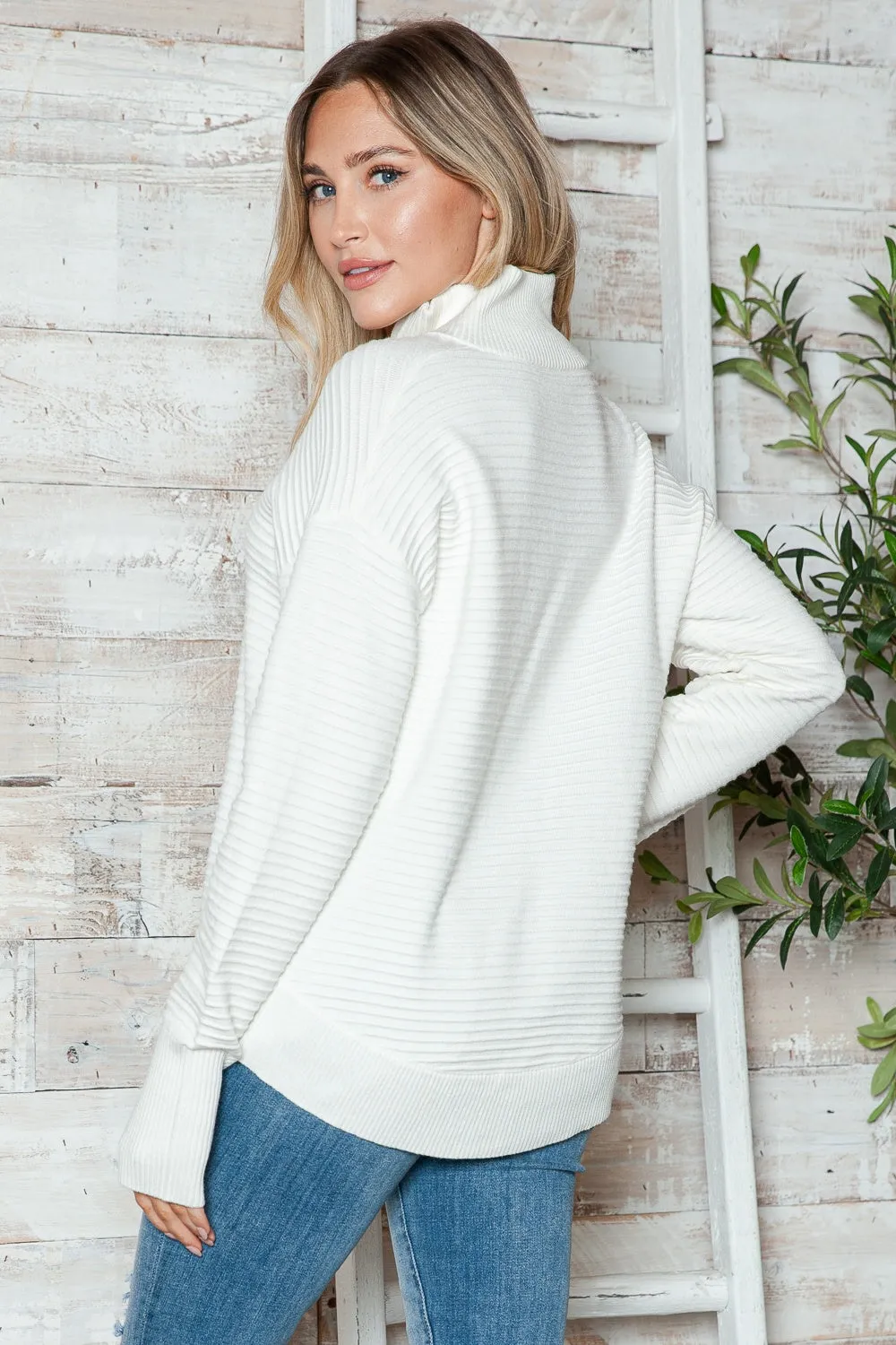 Cyndi Half Zip Long Sleeve Knit Top