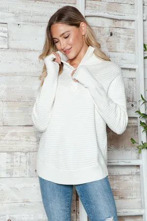 Cyndi Half Zip Long Sleeve Knit Top