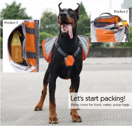 Dog Harness With Saddlebag Backpack