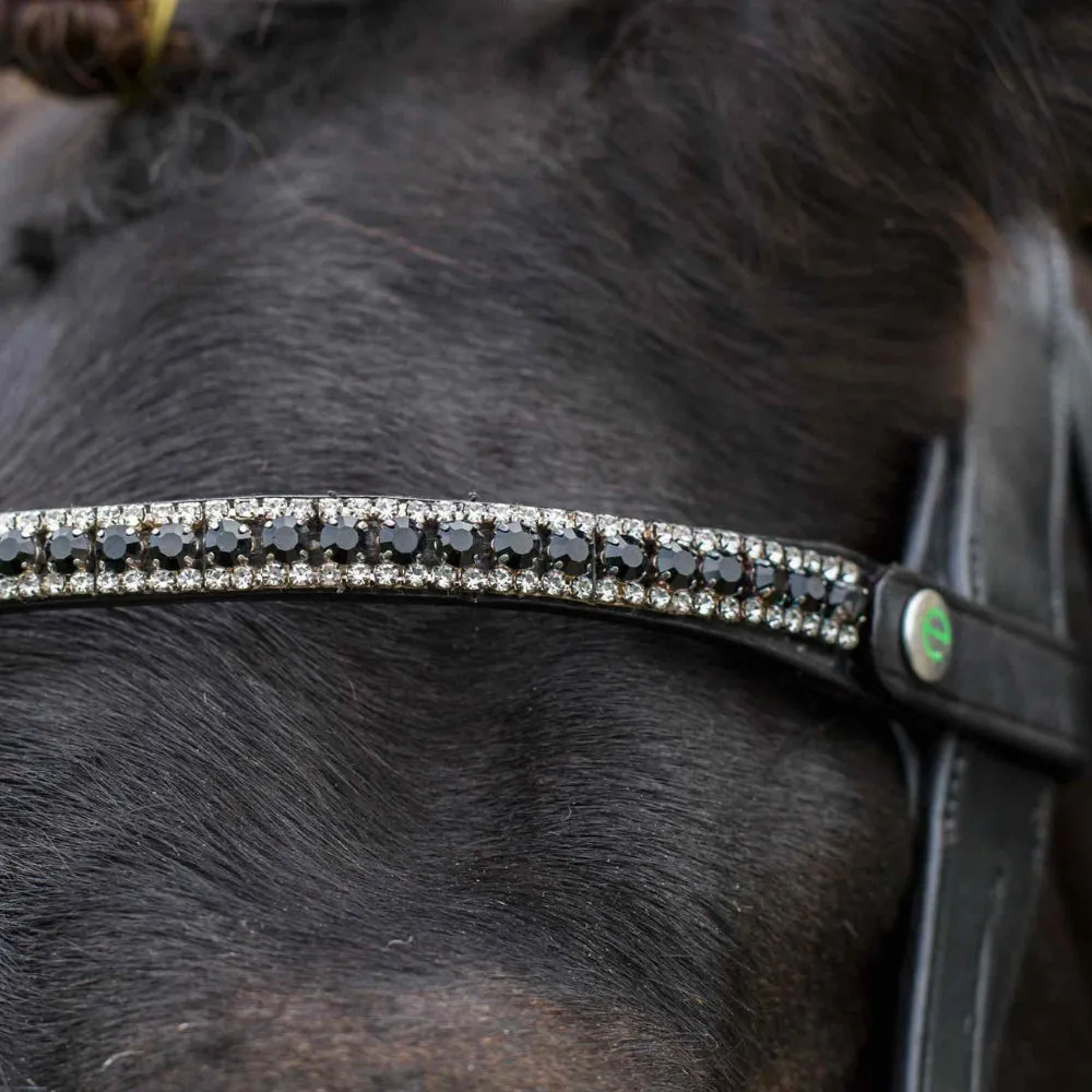 Eco Rider Freedom Juliette Browband - Elegant Black and Silver Diamante Crystals