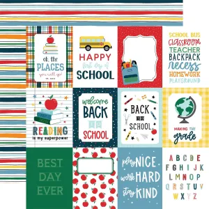 First Day Of School Collection 3x4 Journaling Cards 12 x 12 Double-Sided Scrapbook Paper by Echo Park Paper