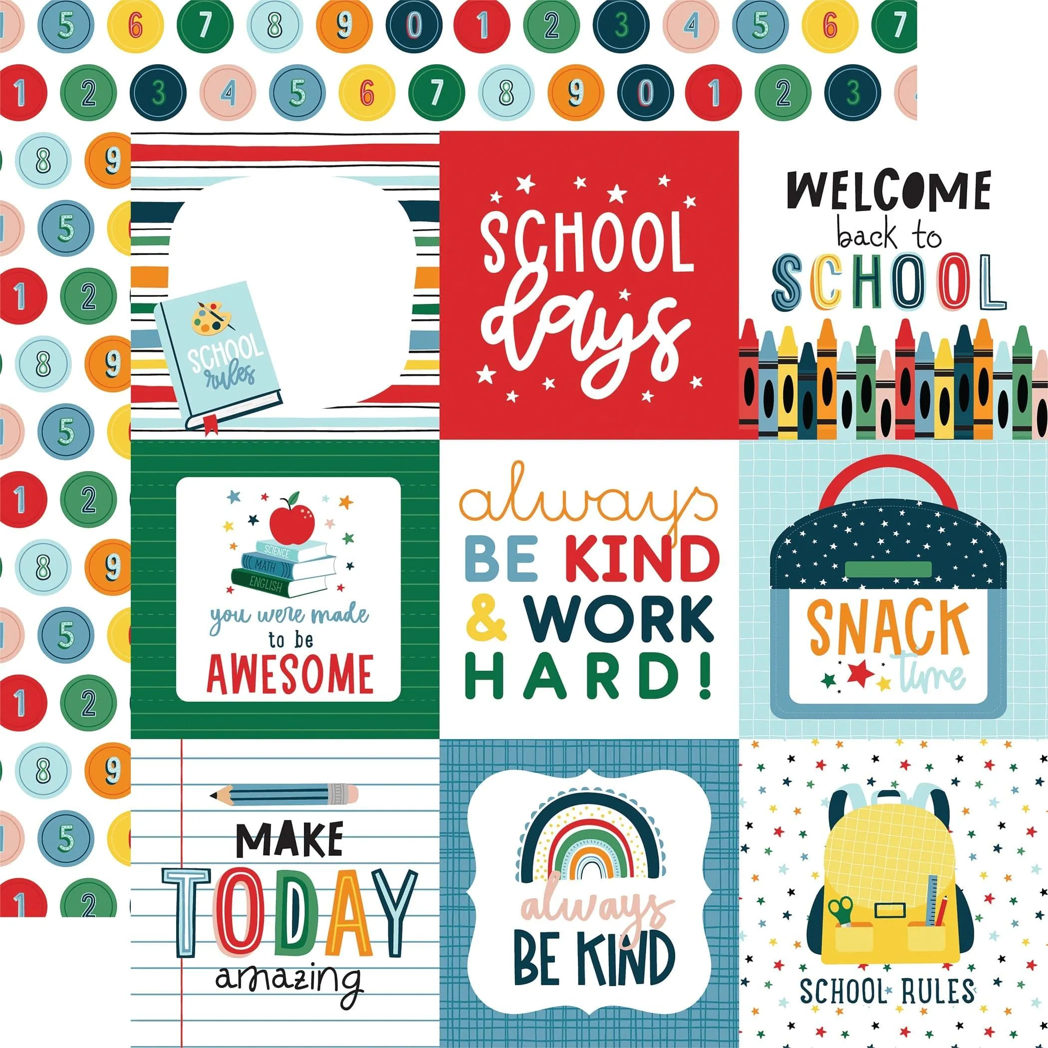First Day Of School Collection 4x4 Journaling Cards 12 x 12 Double-Sided Scrapbook Paper by Echo Park Paper