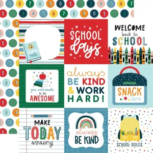 First Day Of School Collection 4x4 Journaling Cards 12 x 12 Double-Sided Scrapbook Paper by Echo Park Paper