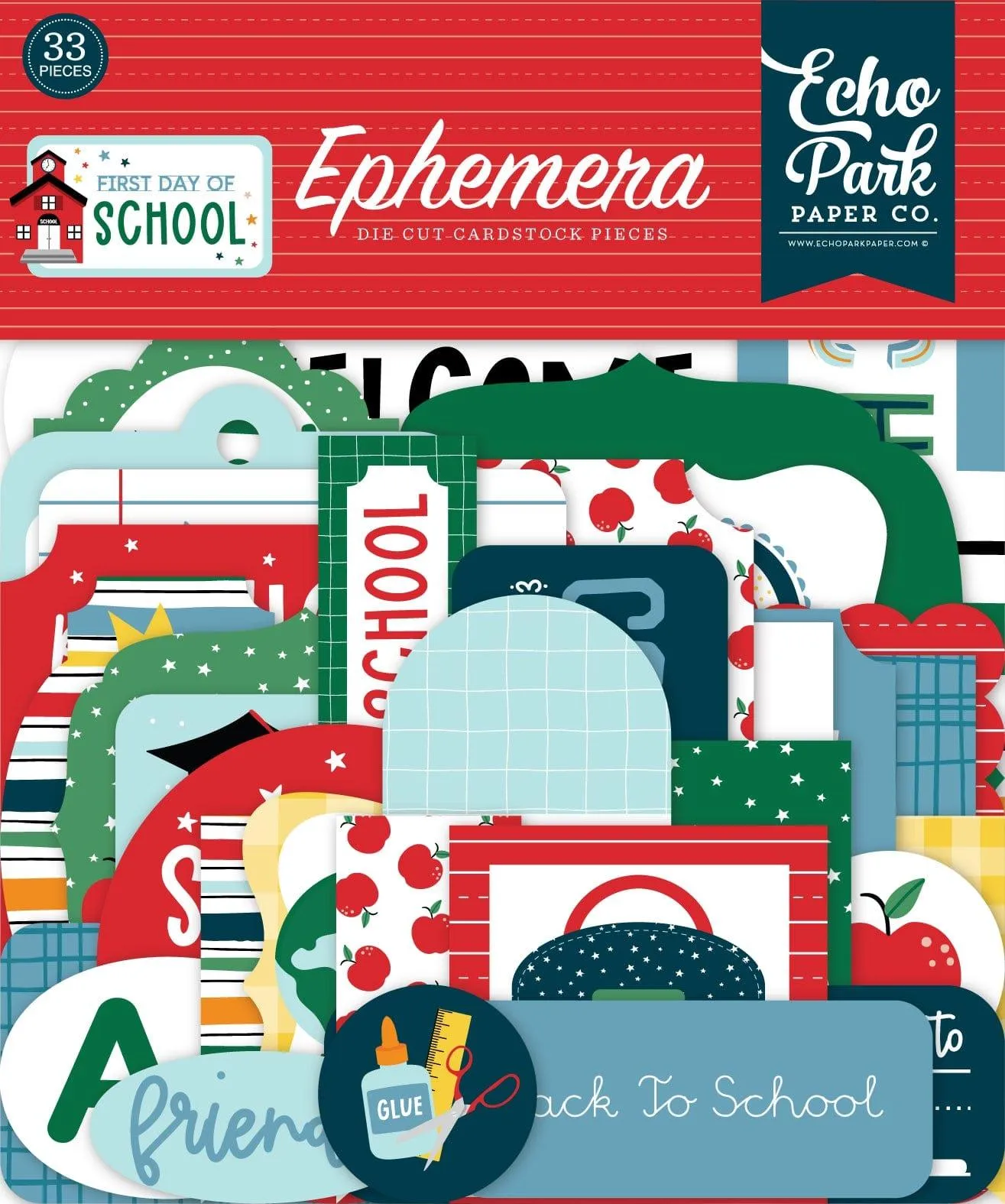 First Day Of School Collection 5 x 5 Scrapbook Ephemera Die Cuts by Echo Park Paper