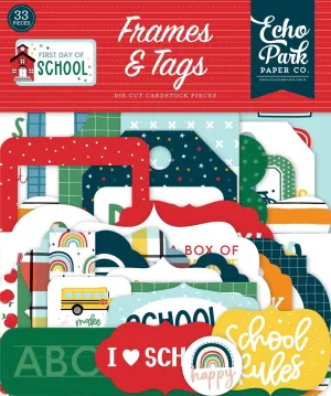 First Day Of School Collection 5 x 5 Scrapbook Tags & Frames Die Cuts by Echo Park Paper
