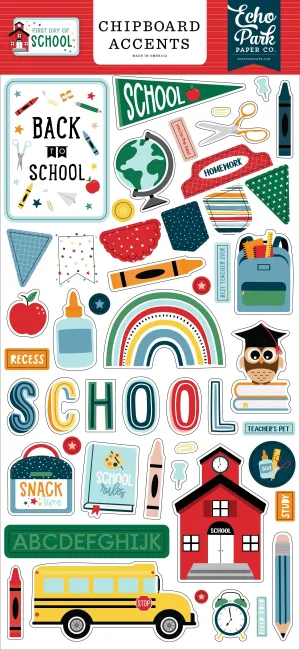 First Day Of School Collection 6 x 12 Scrapbook Chipboard Accents by Echo Park Paper