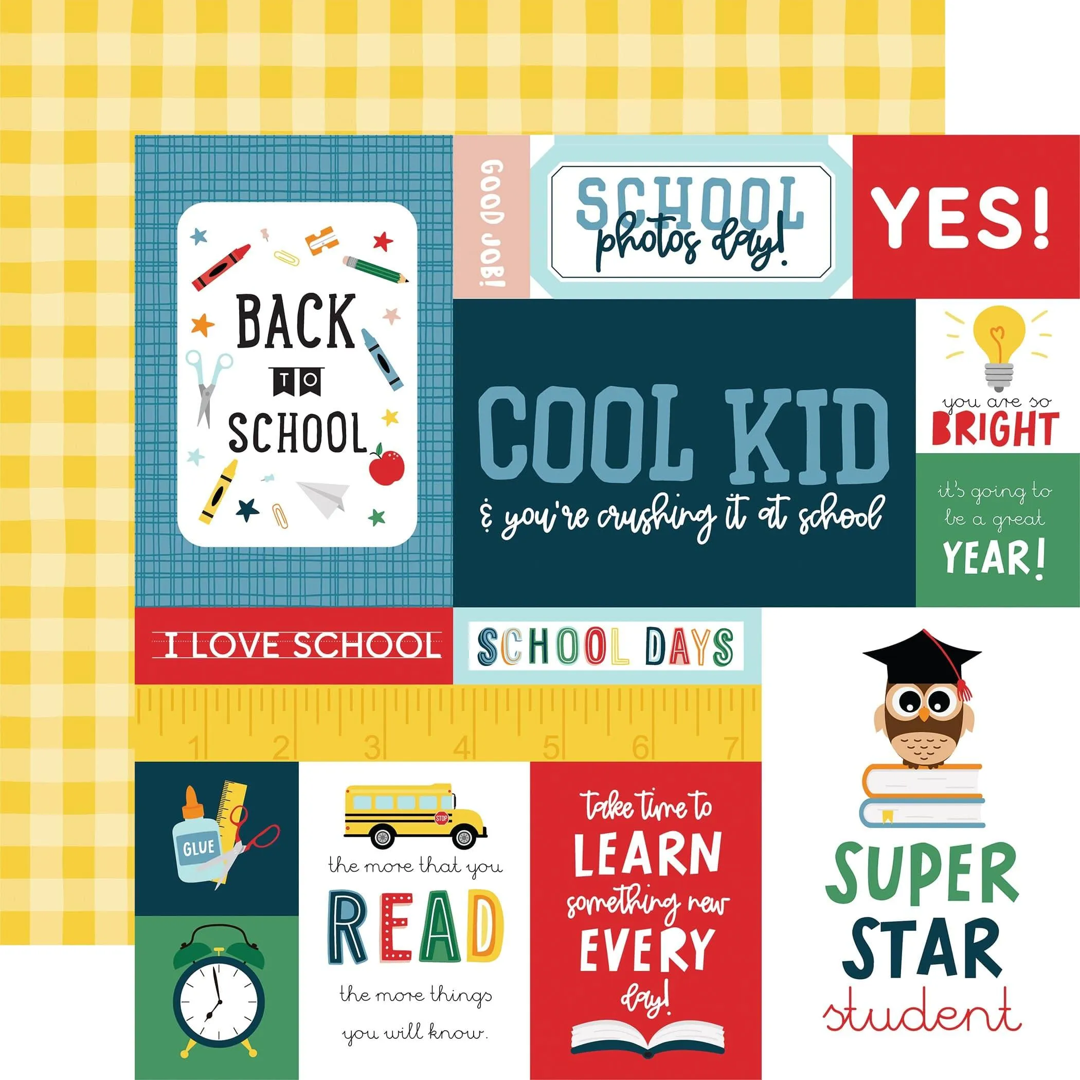 First Day Of School Collection Multi Journaling Cards 12 x 12 Double-Sided Scrapbook Paper by Echo Park Paper