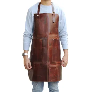 Genuine Full Grain Leather Apron- Brown